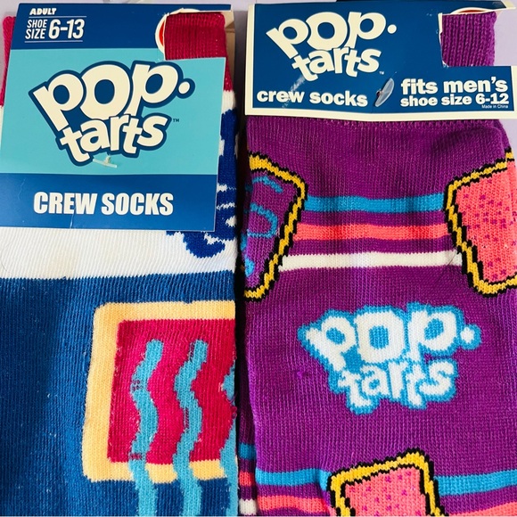 Kelloggs Pop Tarts 2 Pairs Graphic Stretch Crew Socks Adult One Size NWT - Picture 4 of 6